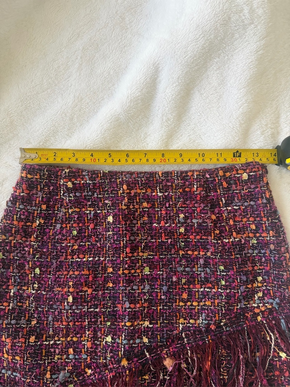 Zara Woman Multicolor Tweed Fringe Mini Skirt Bouclé Asymmetrical Size XS - Picture 4 of 4
